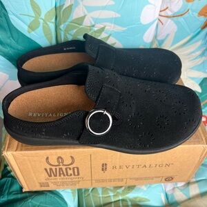 REVITALIGN Black Perforated Slip-On Shoes by Waco Shoe Company